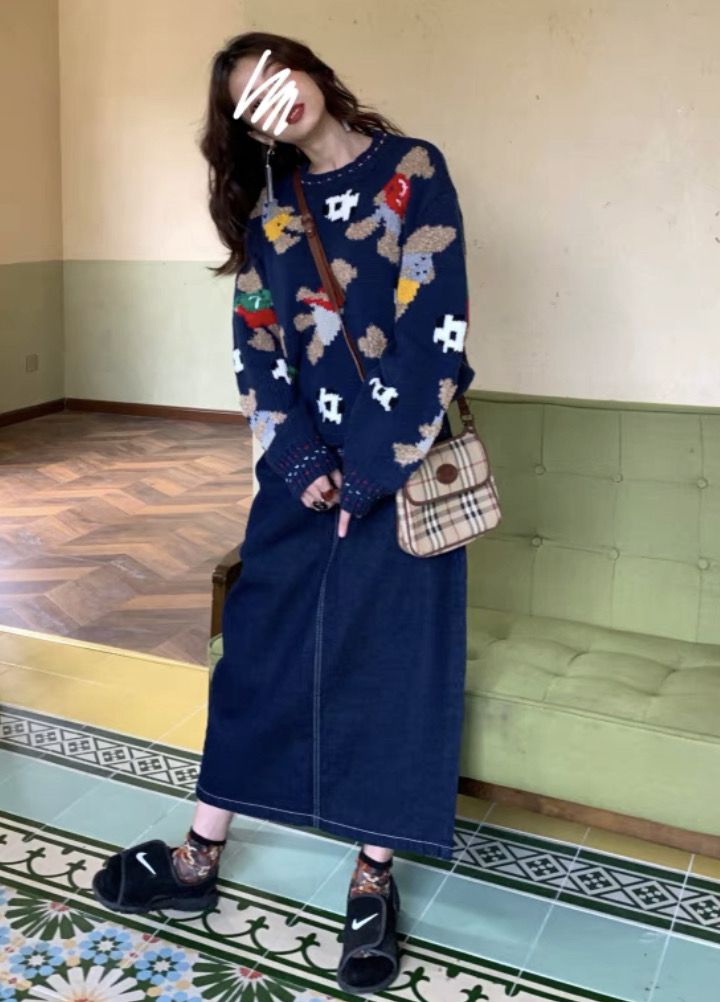 藏蓝色毛衣vintage